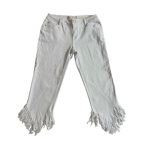 Cato Est 1946 Denim fringe White Capri Denim size 8 - Picture 1 of 10